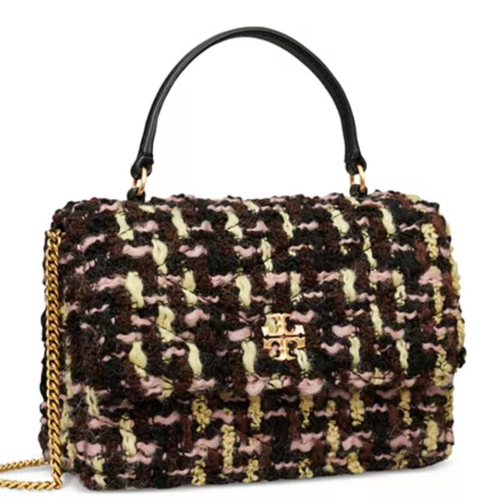 Tory Burch Mini Kira Tweed Top Handle Chain Wallet